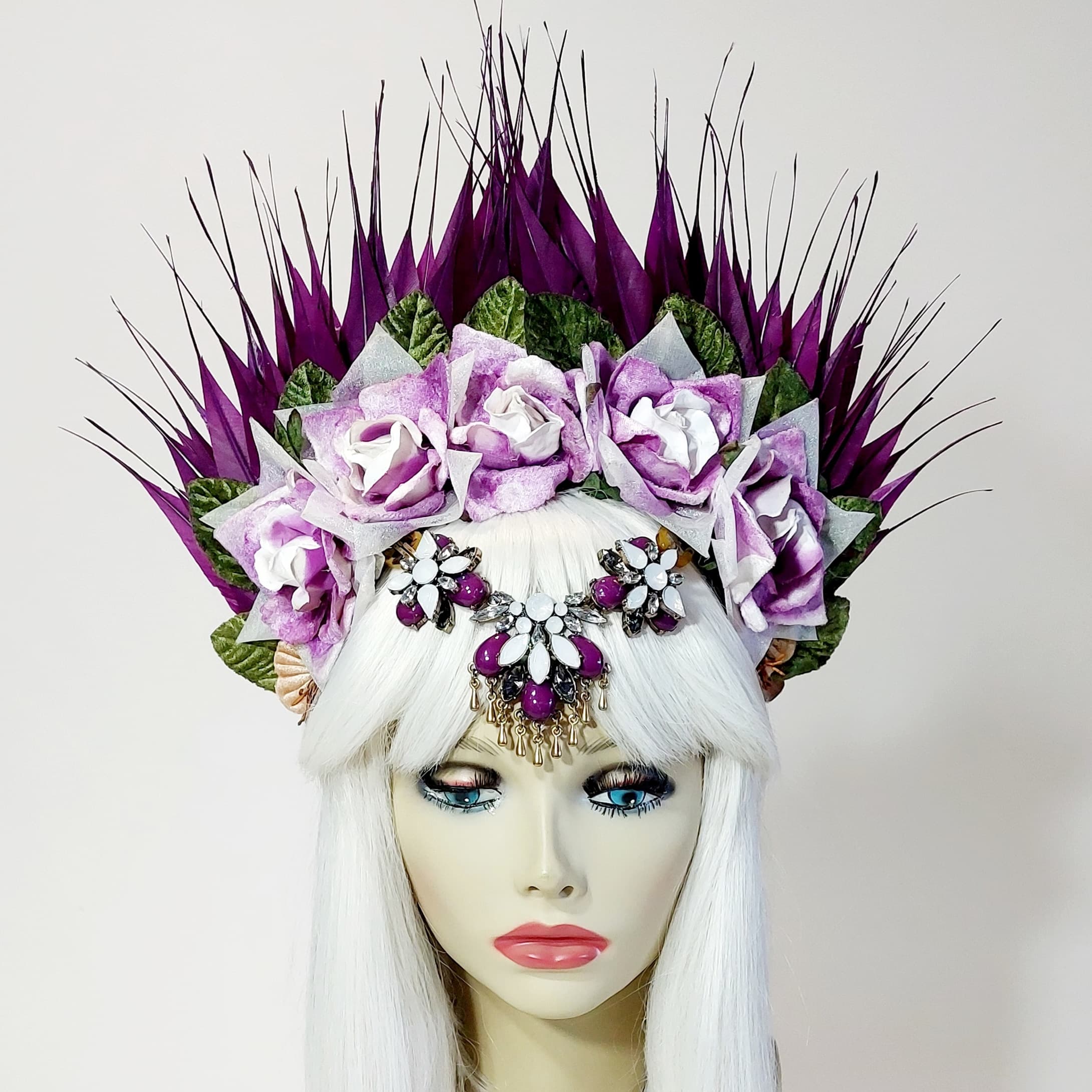 Headpiece 'La Reine Fae du Magenta' | Magenta Purple, Green, Bronze