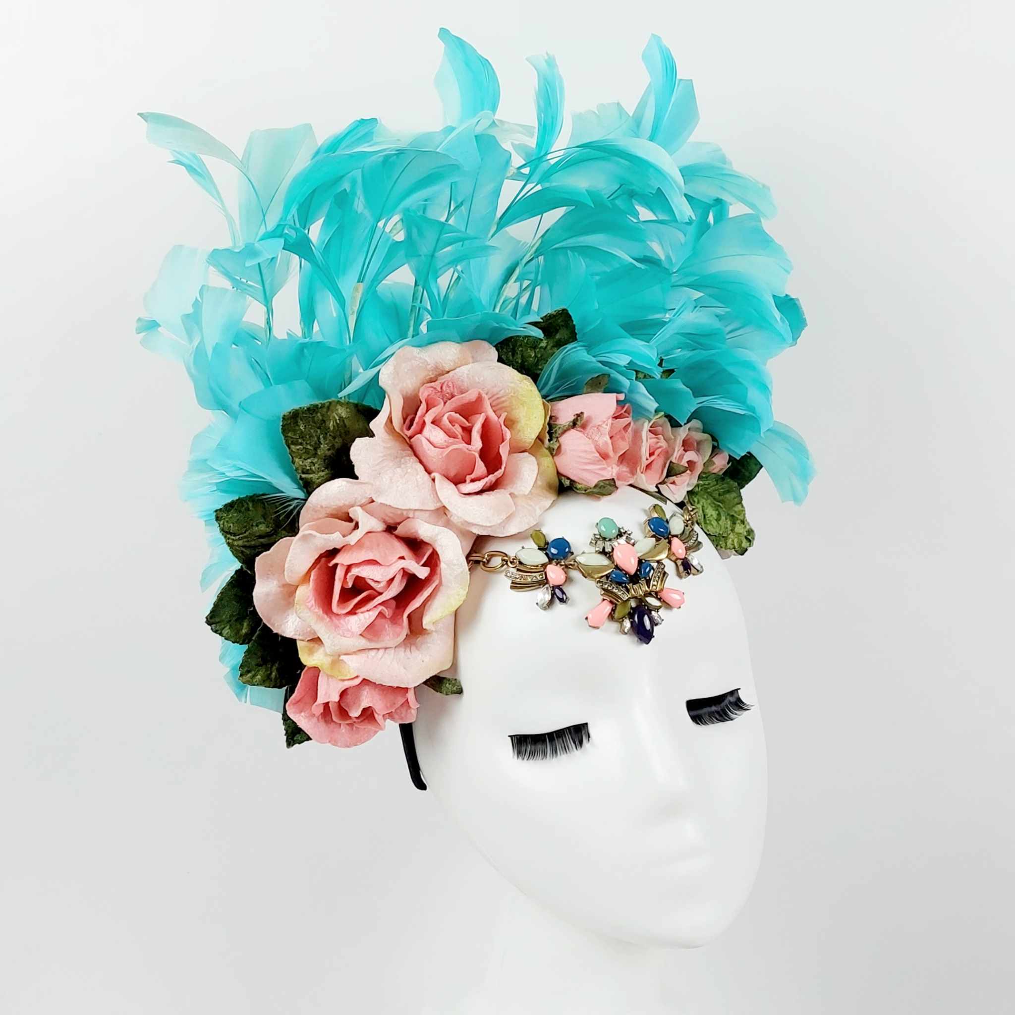 fascinator-divalicious-rêve-de-sirène-mint-blue-flamingo-pink