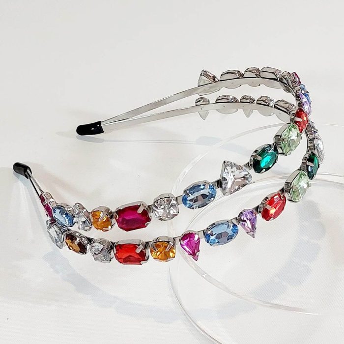 gorgeous multi coloured crystal headband for the races from the divalicious candyland collection