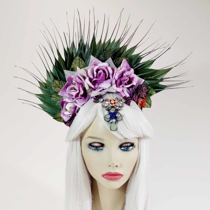 fascinator-divalicious-la-reine-gypsy-olive-green-magenta-purple