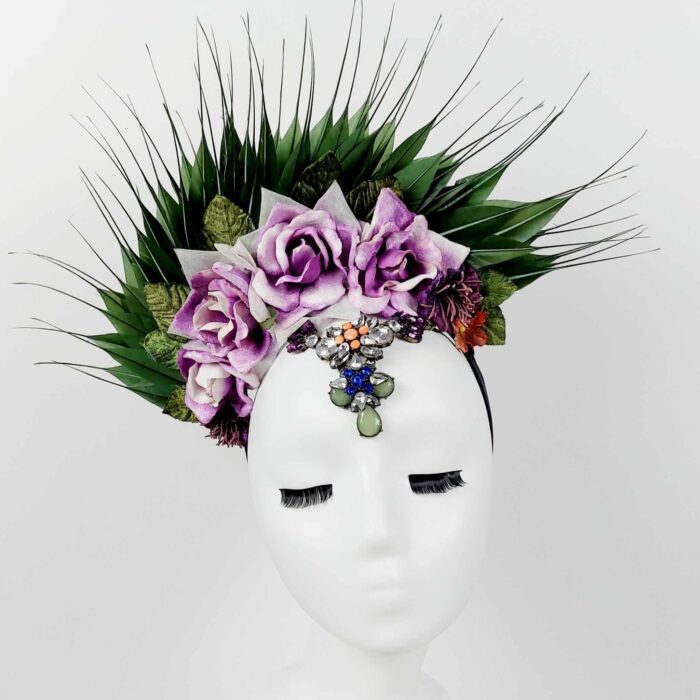 fascinator-divalicious-la-reine-gypsy-olive-green-magenta-purple