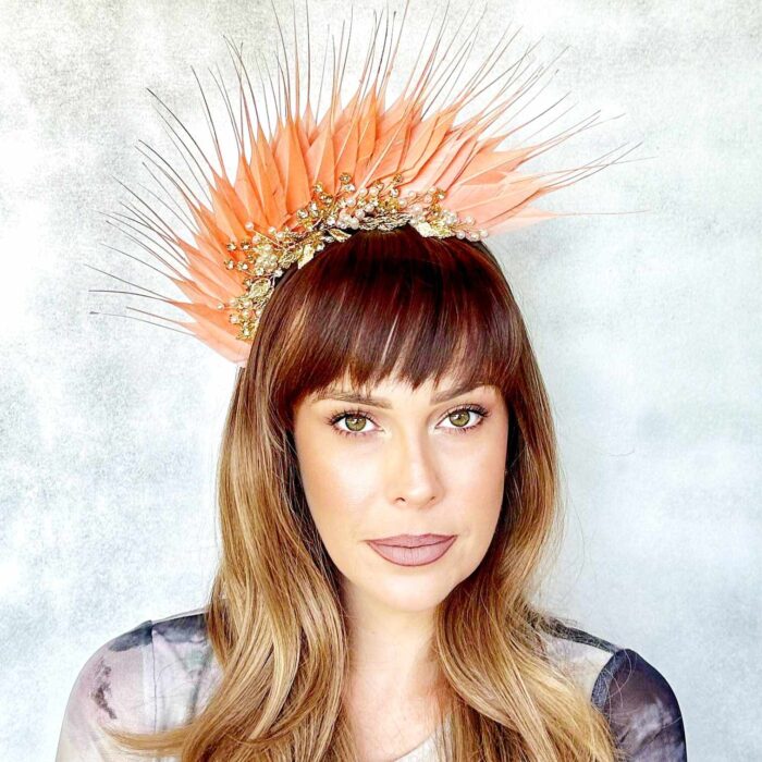 feather-fascinator-divalicious-lakita-bijoux-sherbet-orange-photo-shoot