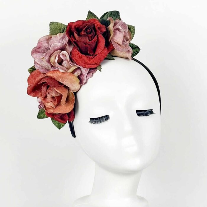 vintage rose flower headpiece for the races festivals and weddings