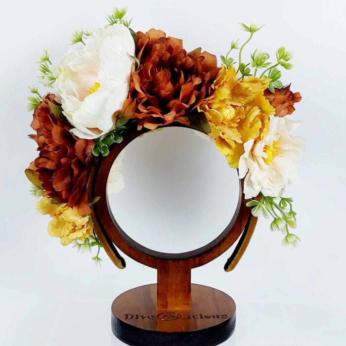 flower-headpiece-divalicious-sienna-amber-brown-yellow-cream