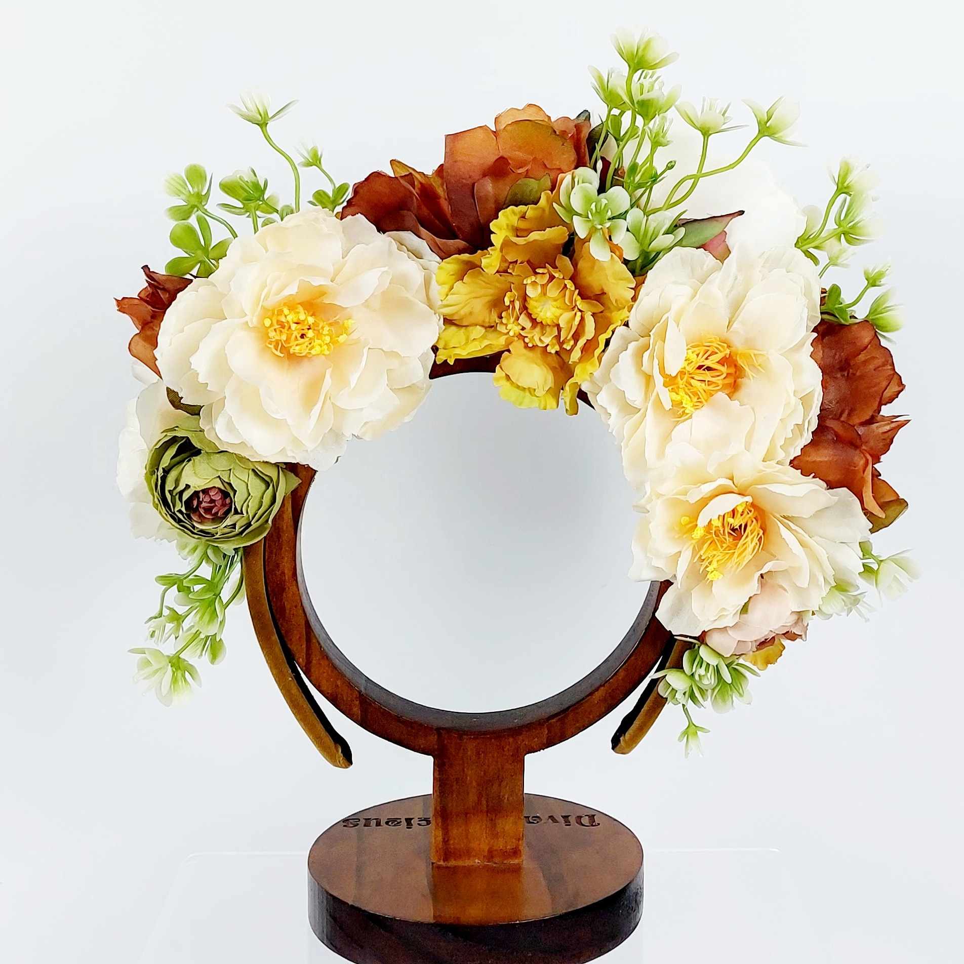 flower-headpiece-divalicious-sienna-amber-brown-yellow-cream